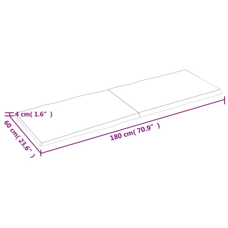 vidaXL Stolová doska 180x60x(2-4) cm neošetrený masív živé hrany