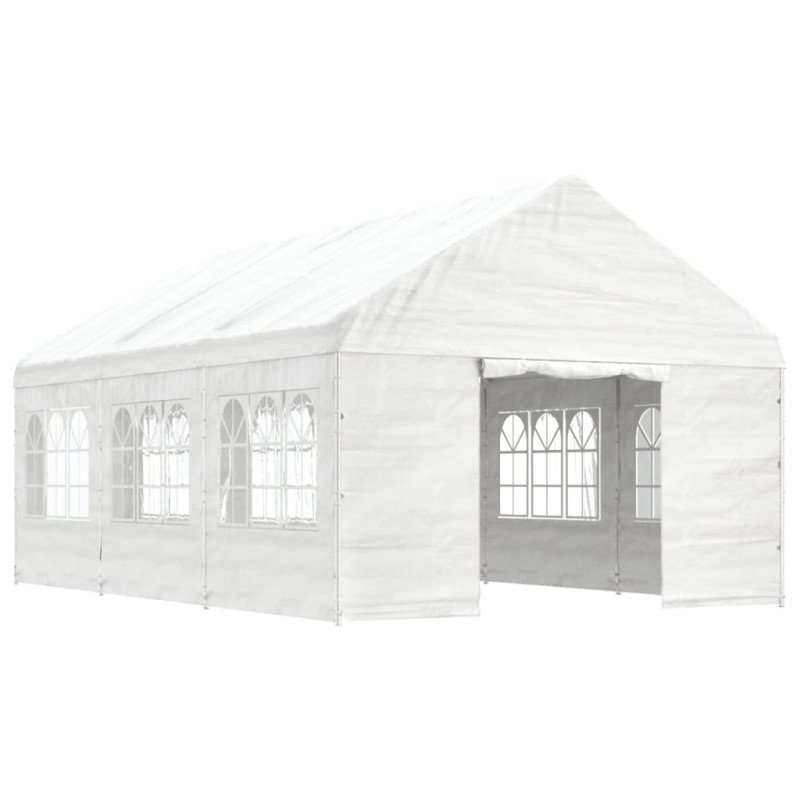 vidaXL Altánok so strechou, biely 6,69x4,08x3,22 m, polyetylén
