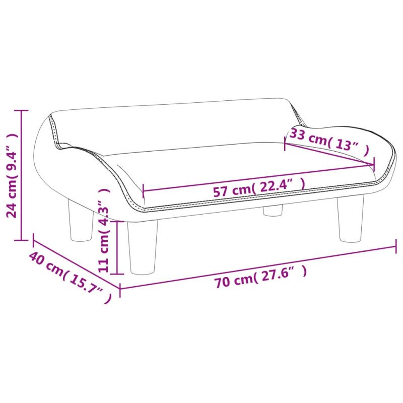 vidaXL Detská pohovka bledosivá 70x40x24 zamat