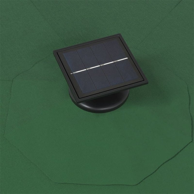 vidaXL Nástenný slnečník s LED a kovovou tyčou 300 cm zelený