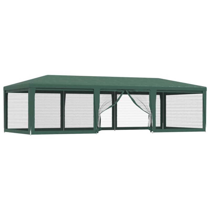 vidaXL Párty stan s 8 sieťkovanými bočnými stenami zelený 9x4 m HDPE
