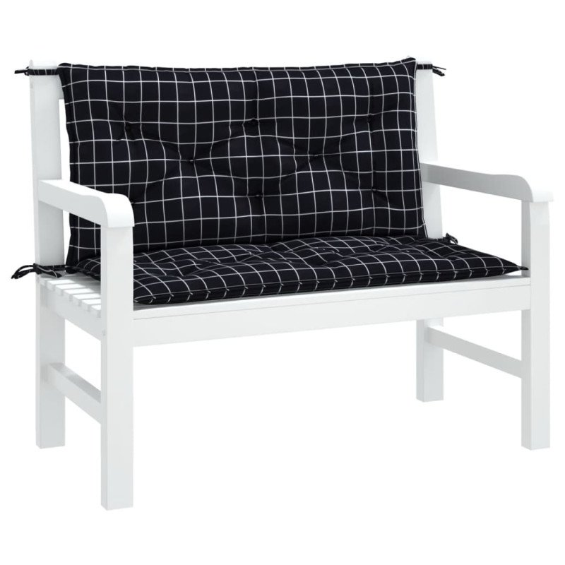 vidaXL Podložky na záhradnú lavičku 2 ks čierne kocky 100x50x7cm látka