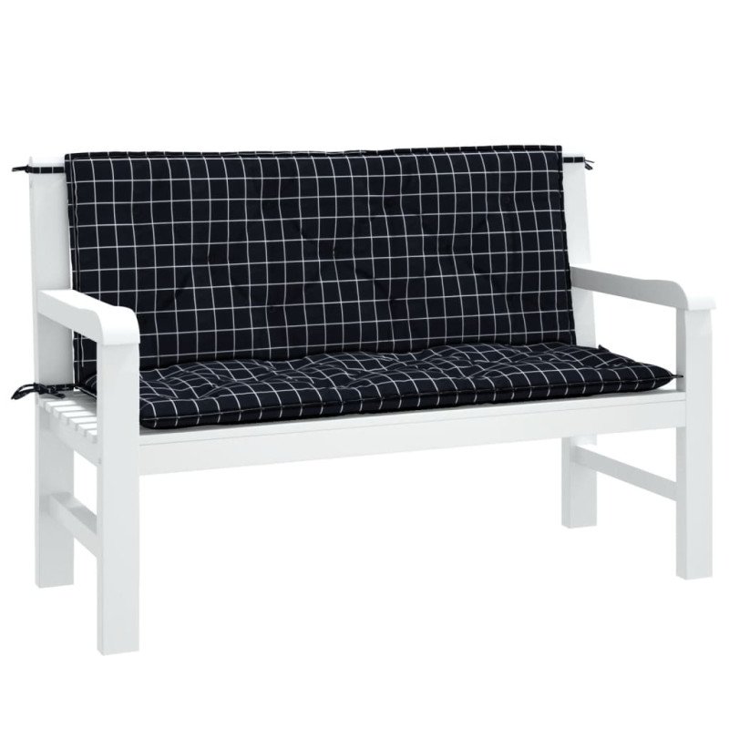 vidaXL Podložky na záhradnú lavičku2 ks čierne kocky 120x50x7 cm látka