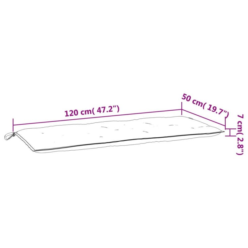vidaXL Podložky na záhradnú lavičku2 ks čierne kocky 120x50x7 cm látka