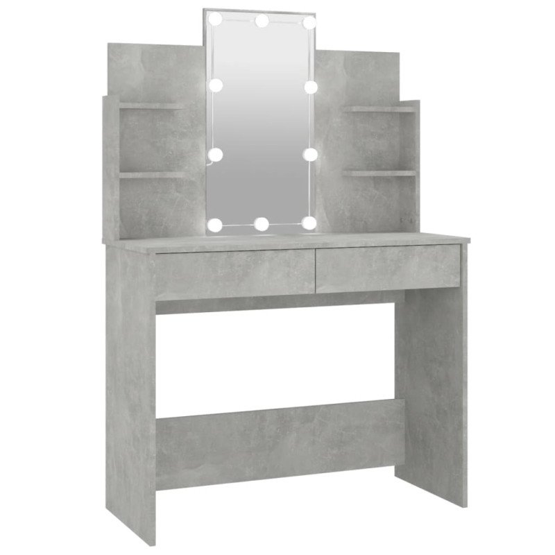 vidaXL Toaletný stolík s LED betónovo sivý 96x40x142 cm