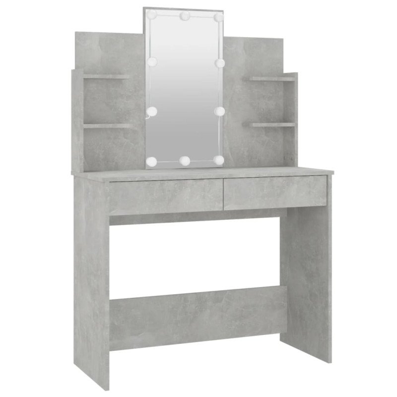 vidaXL Toaletný stolík s LED betónovo sivý 96x40x142 cm
