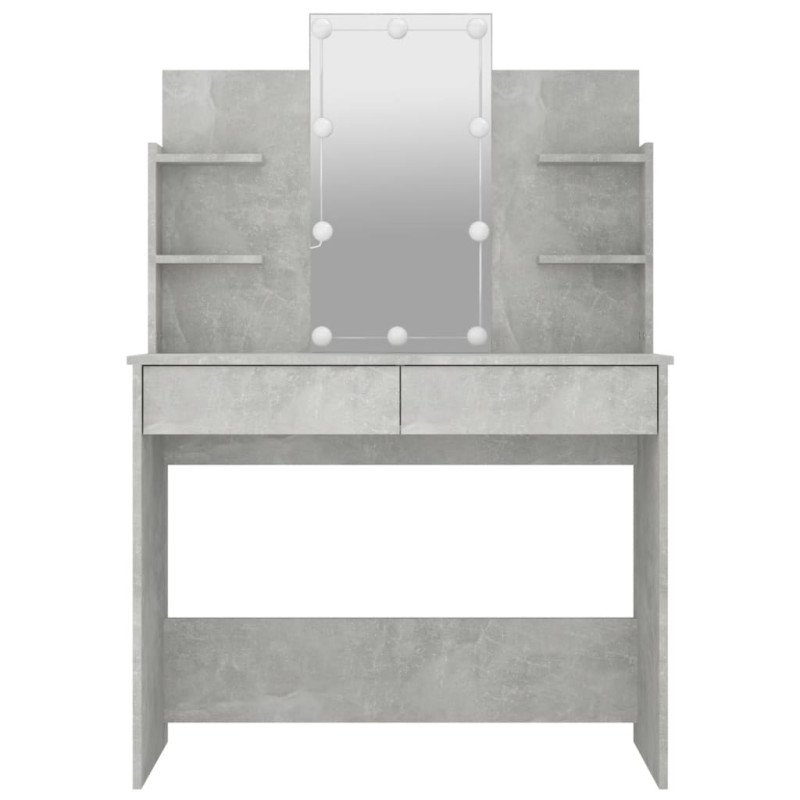 vidaXL Toaletný stolík s LED betónovo sivý 96x40x142 cm