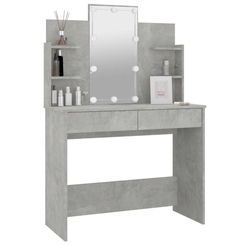 vidaXL Toaletný stolík s LED betónovo sivý 96x40x142 cm