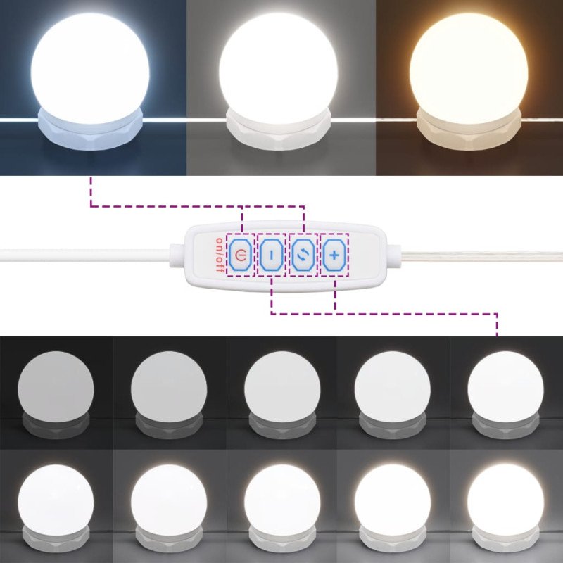 vidaXL Toaletný stolík s LED biely 60x40x140 cm