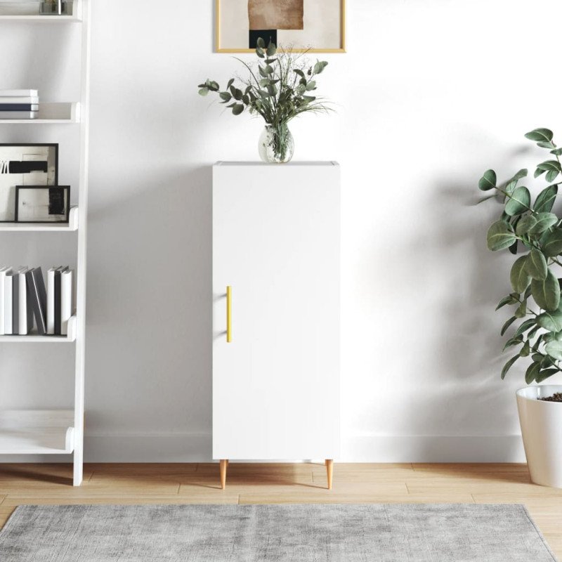 vidaXL Komoda biela 34,5x34x90 cm spracované drevo