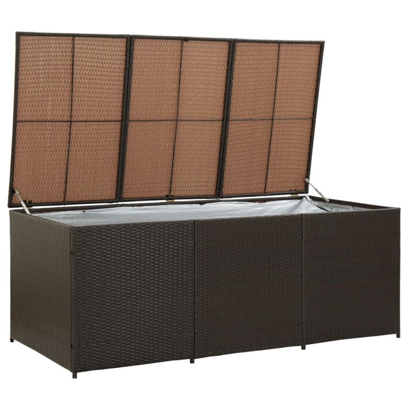 vidaXL Záhradný úložný box hnedý 180x90x70 cm polyratanový