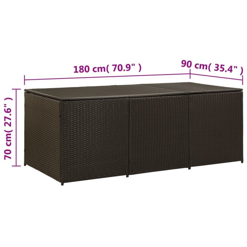 vidaXL Záhradný úložný box hnedý 180x90x70 cm polyratanový
