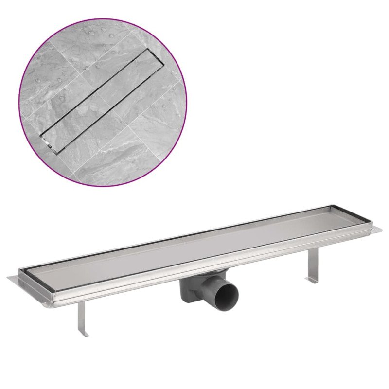 vidaXL Rovný sprchový odtok, 630x140 mm, nerezová oceľ