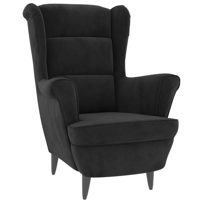 vidaXL Kreslo wingback s podnožkou čierne zamatové