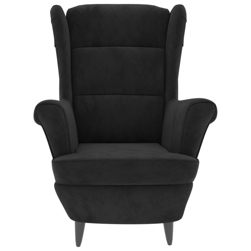 vidaXL Kreslo wingback s podnožkou čierne zamatové