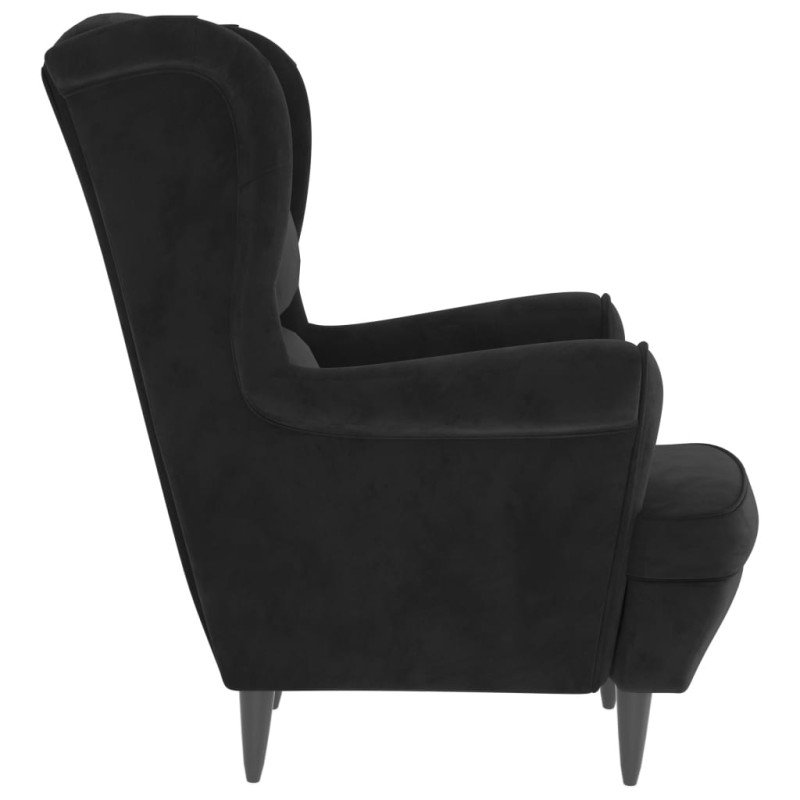 vidaXL Kreslo wingback s podnožkou čierne zamatové