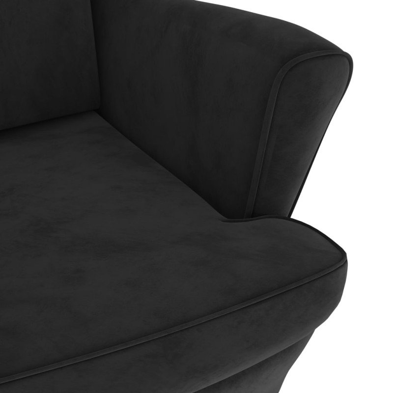 vidaXL Kreslo wingback s podnožkou čierne zamatové
