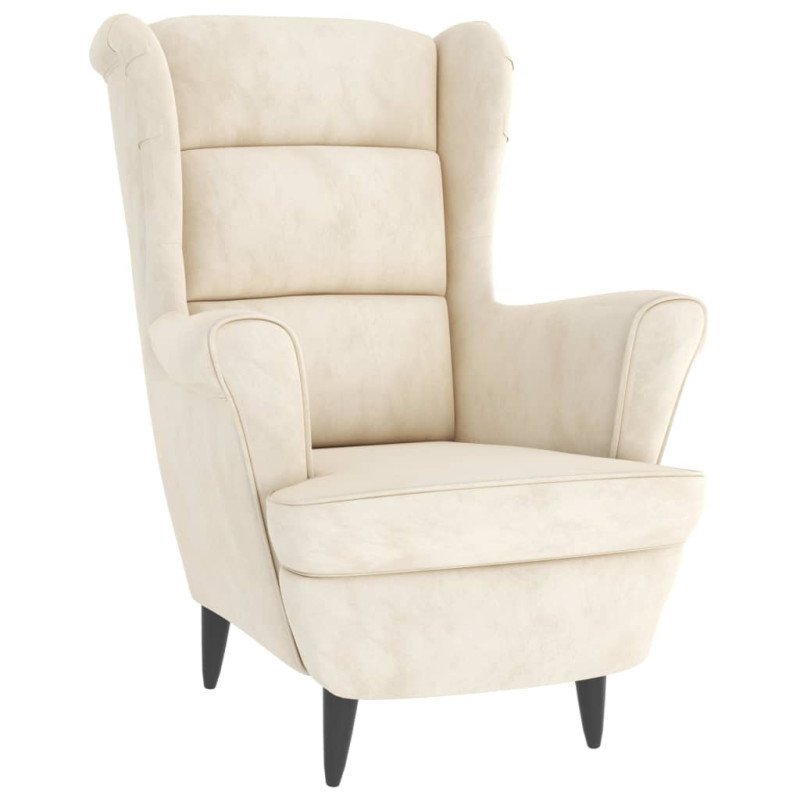 vidaXL Kreslo wingback s podnožkou krémové zamatové