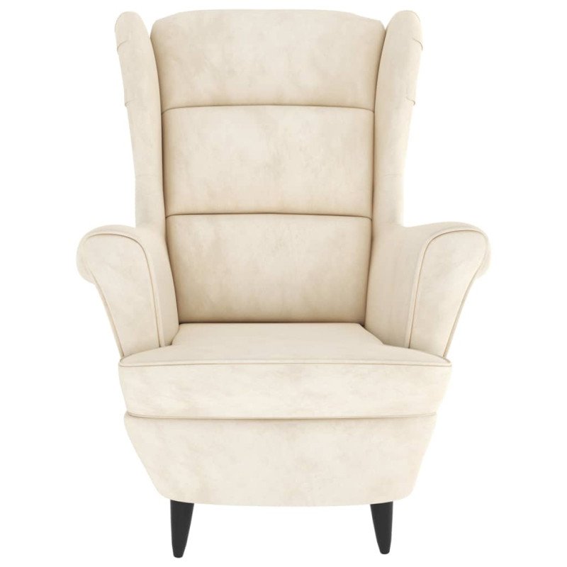 vidaXL Kreslo wingback s podnožkou krémové zamatové