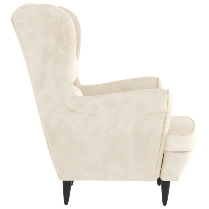 vidaXL Kreslo wingback s podnožkou krémové zamatové
