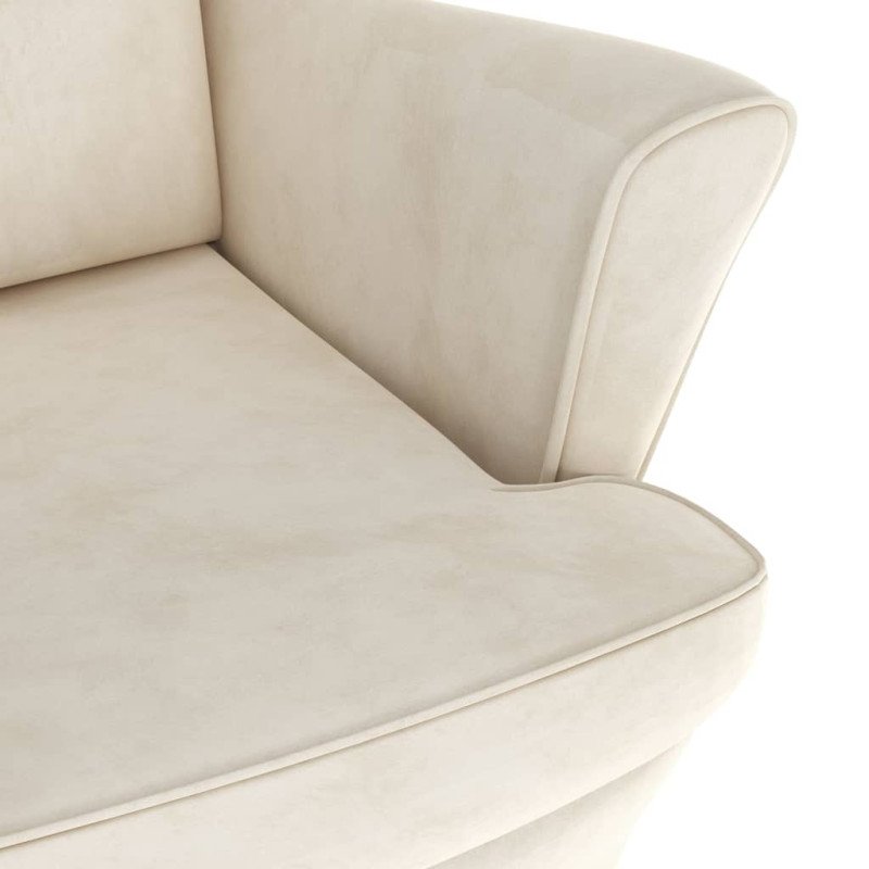vidaXL Kreslo wingback s podnožkou krémové zamatové