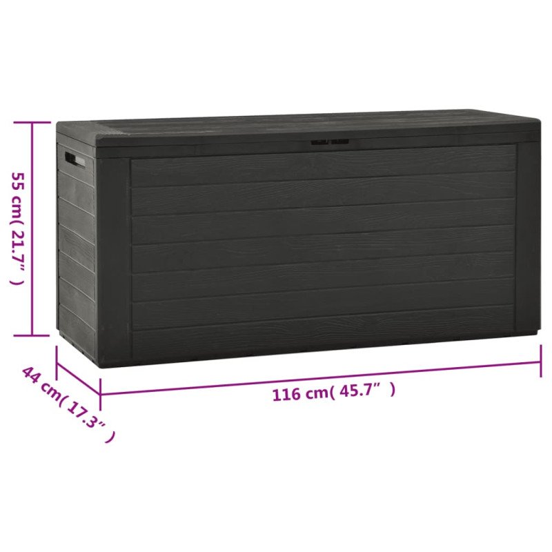 vidaXL Záhradný úložný box antracitový 116x44x55 cm
