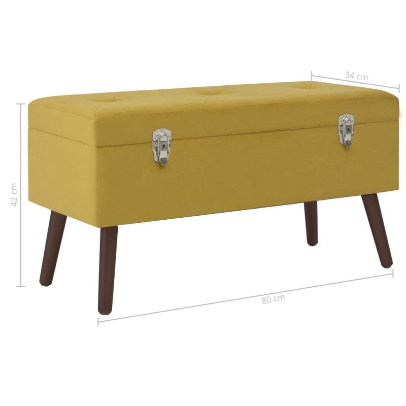 vidaXL Lavica s úložným priestorom horčicovožltá 80 cm zamat