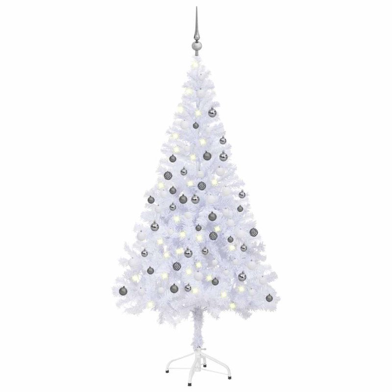 vidaXL Osvetlený umelý vianočný stromček+gule 180 cm, 620 vetvičiek