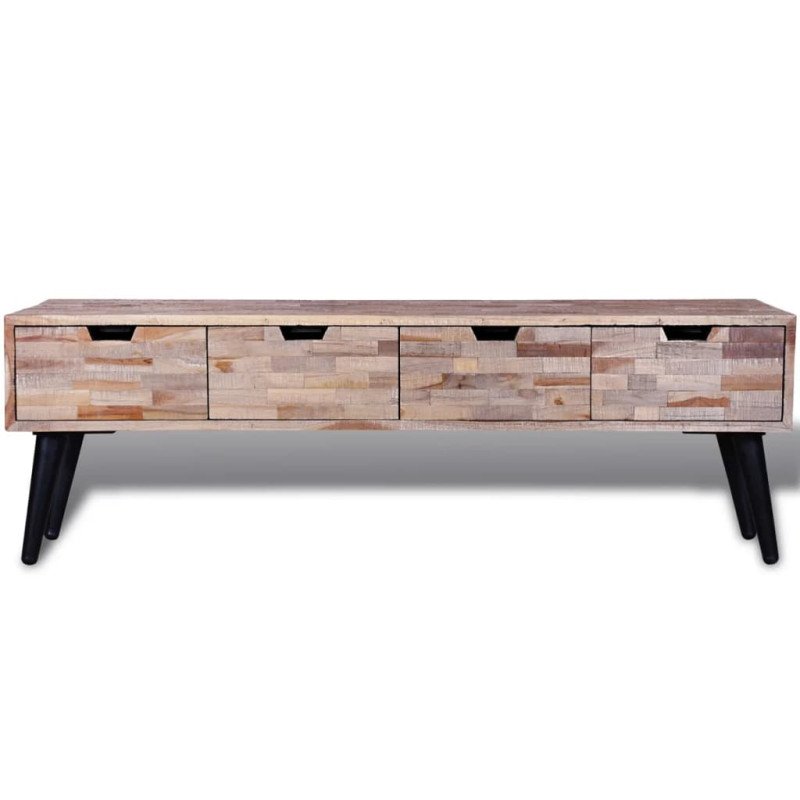 Konzolový TV stolík z recyklovaného dreva so 4 zásuvkami