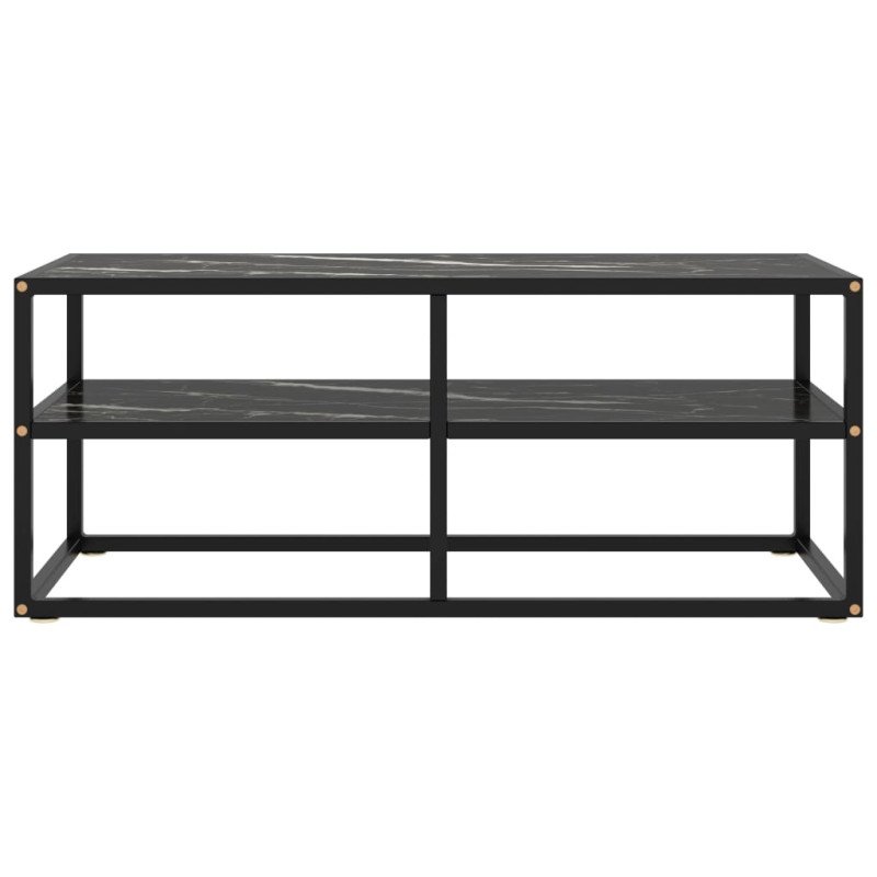vidaXL TV skrinka čierna s čiernym mramorovým sklom 100x40x40 cm