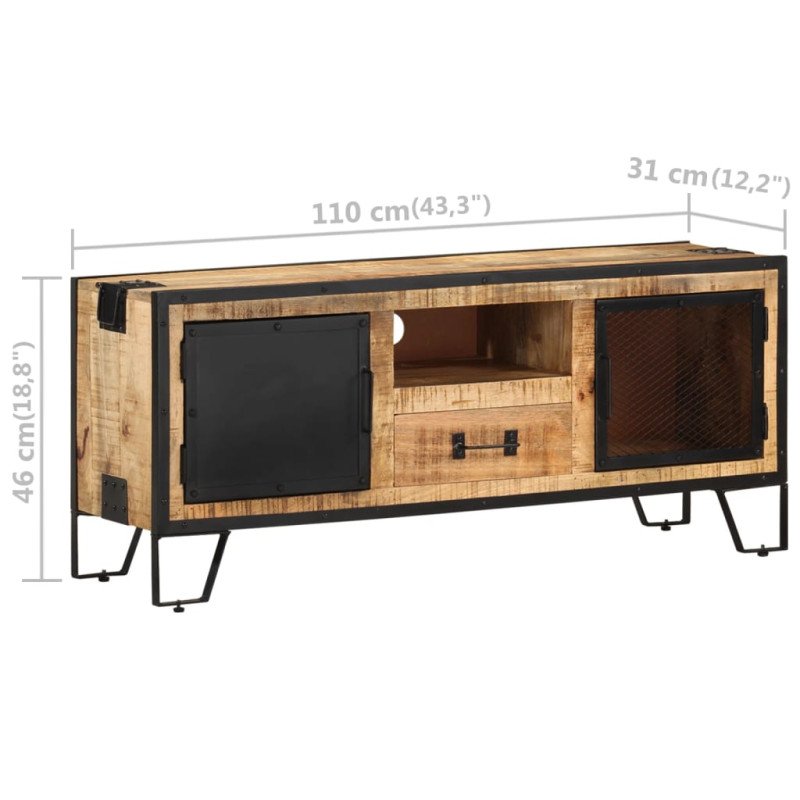 vidaXL TV skrinka 110x31x46 cm surové mangovníkové drevo