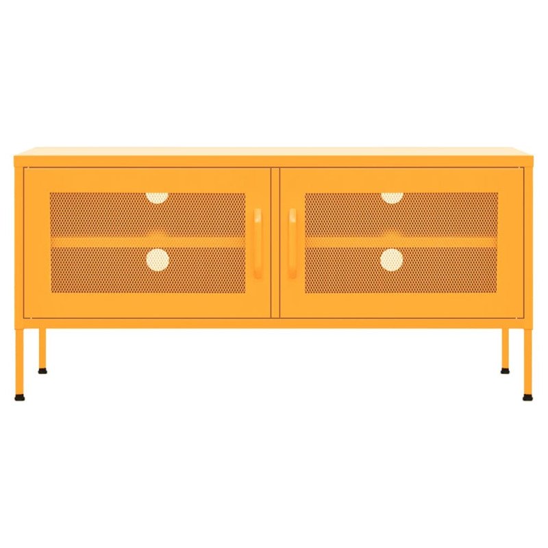 vidaXL TV skrinka horčicovo-žltá 105x35x50 cm oceľ 