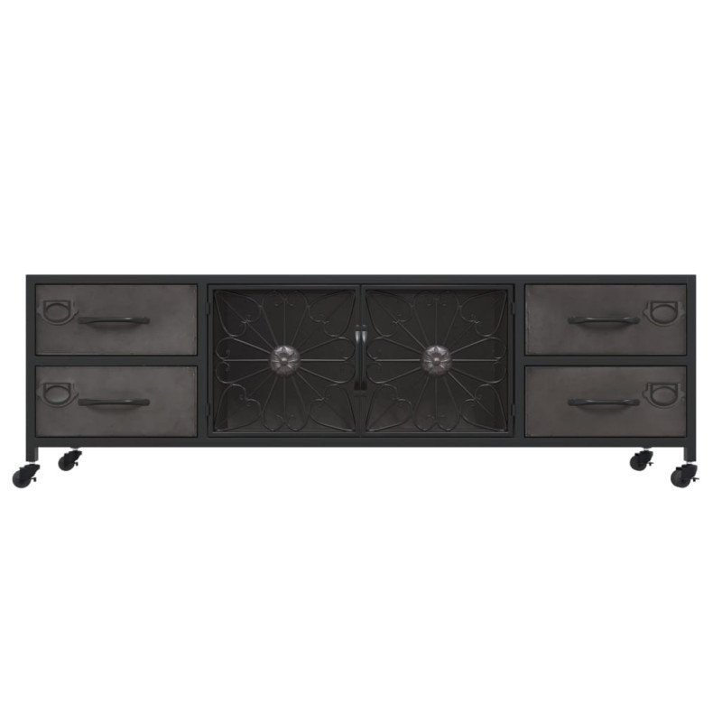vidaXL TV skrinka strieborná 110x30x40 cm železná