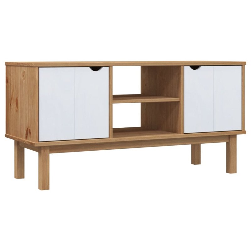 vidaXL TV skrinka OTTA, hnedo biela 113,5x43x57 cm, borovicový masív