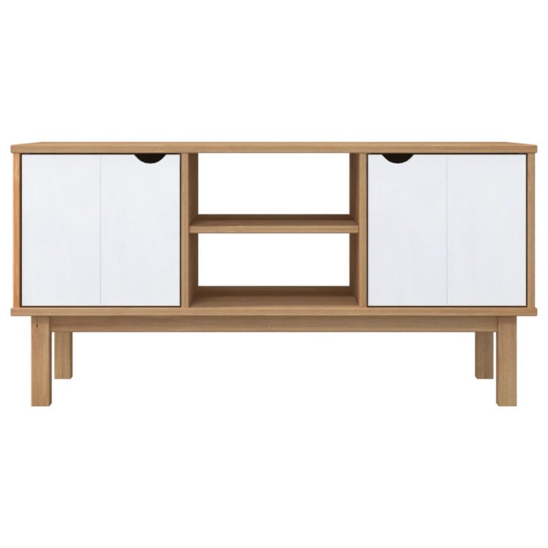 vidaXL TV skrinka OTTA, hnedo biela 113,5x43x57 cm, borovicový masív