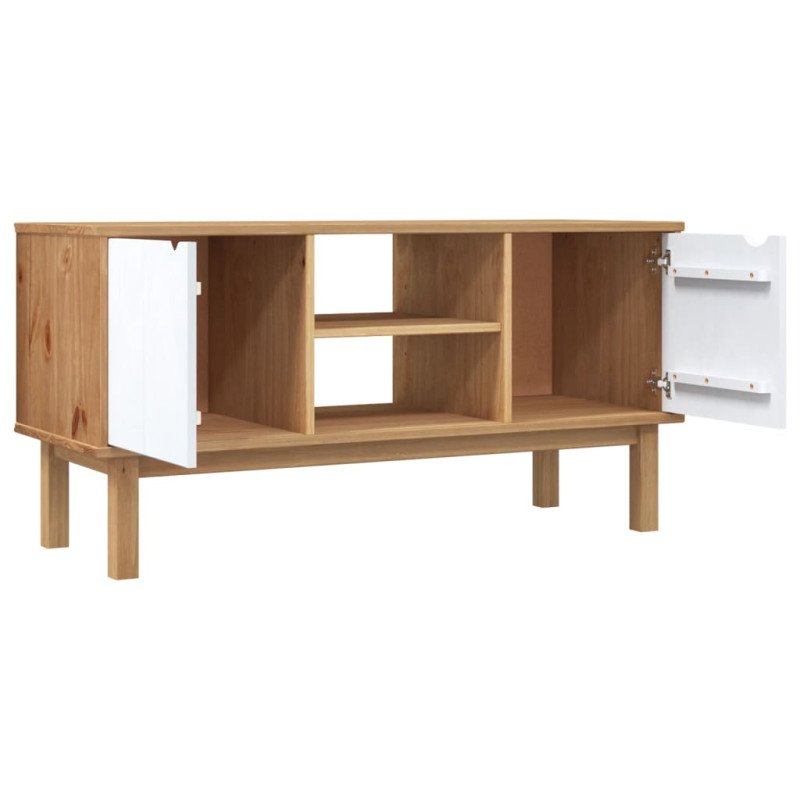vidaXL TV skrinka OTTA, hnedo biela 113,5x43x57 cm, borovicový masív