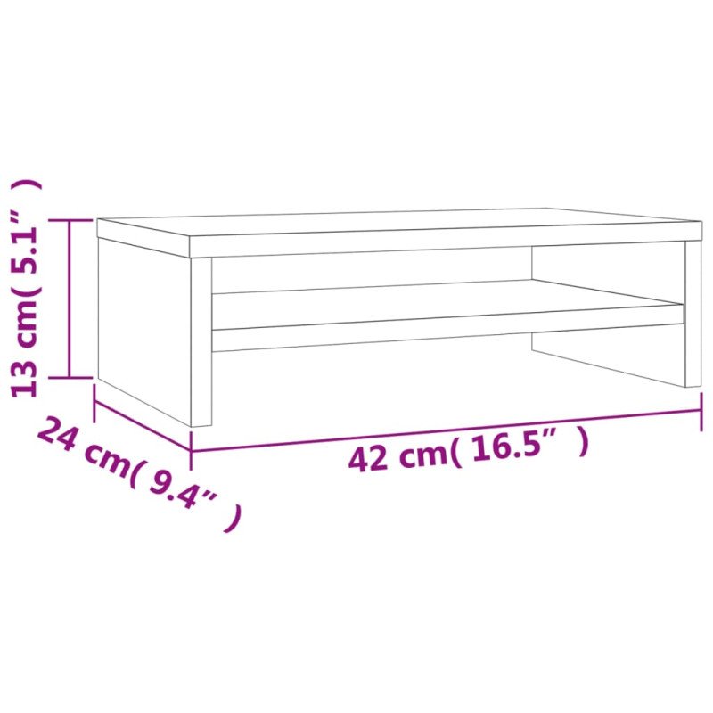 vidaXL Stojan na monitor farba dubu sonoma 42x24x13 cm drevotrieska
