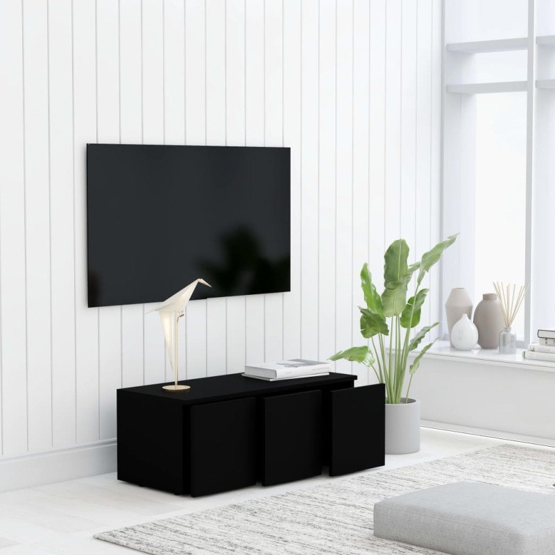 vidaXL TV skrinka, čierna 80x34x30 cm, drevotrieska