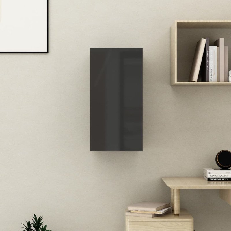vidaXL TV skrinka, lesklá čierna 30,5x30x60 cm, kompozitné drevo