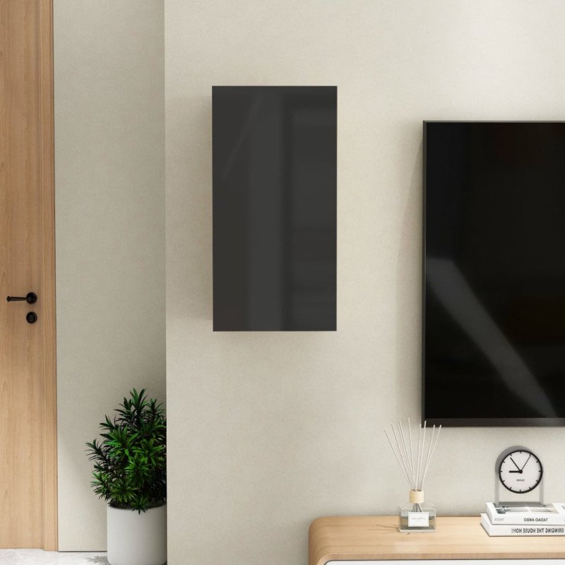 vidaXL TV skrinka, lesklá čierna 30,5x30x60 cm, kompozitné drevo