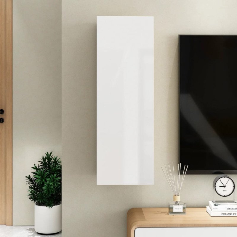 vidaXL TV skrinka, lesklá biela 30,5x30x90 cm, kompozitné drevo