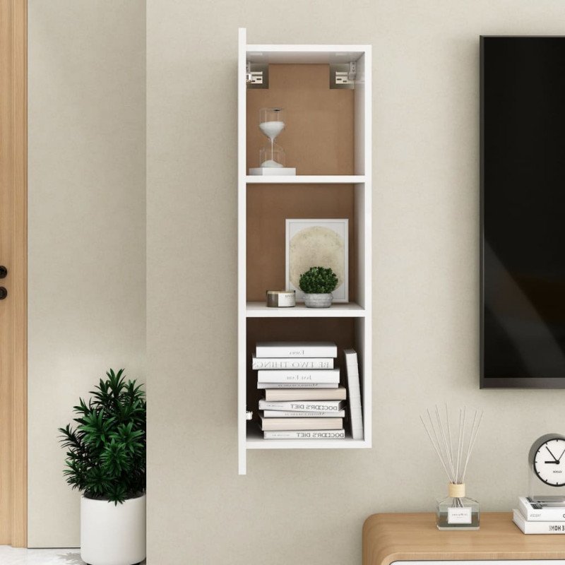 vidaXL TV skrinka, lesklá biela 30,5x30x90 cm, kompozitné drevo