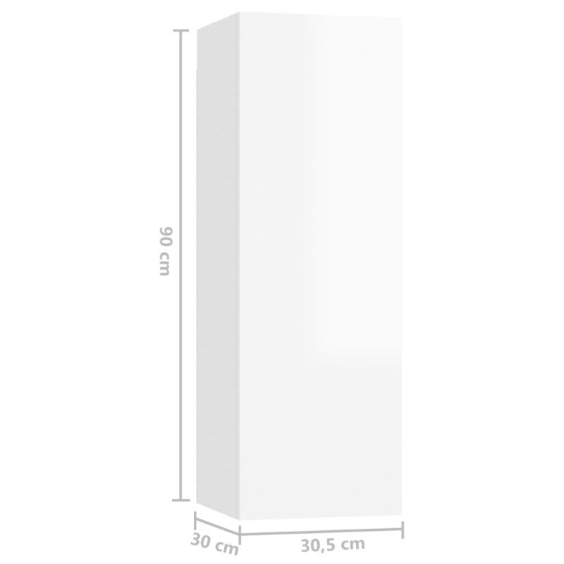 vidaXL TV skrinka, lesklá biela 30,5x30x90 cm, kompozitné drevo