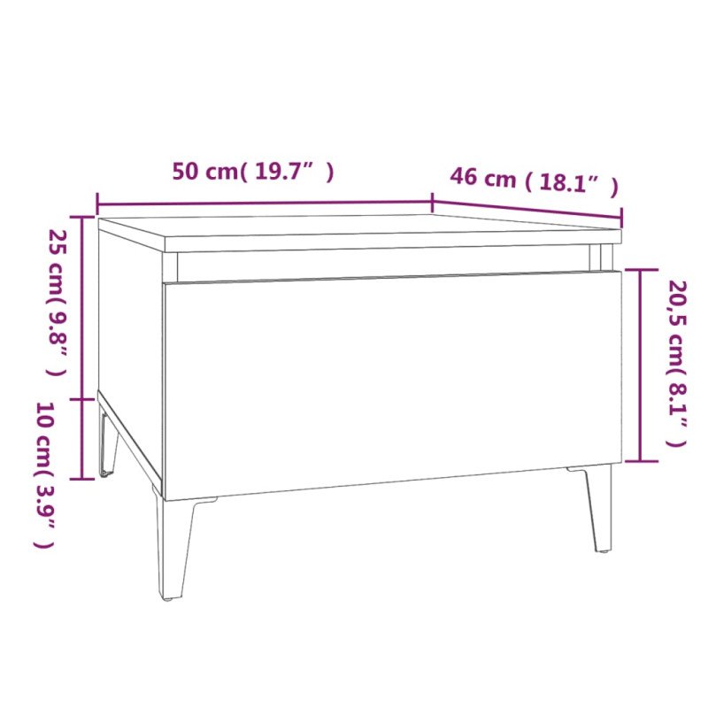 vidaXL Bočný stolík dub sonoma 50x46x35 cm spracované drevo