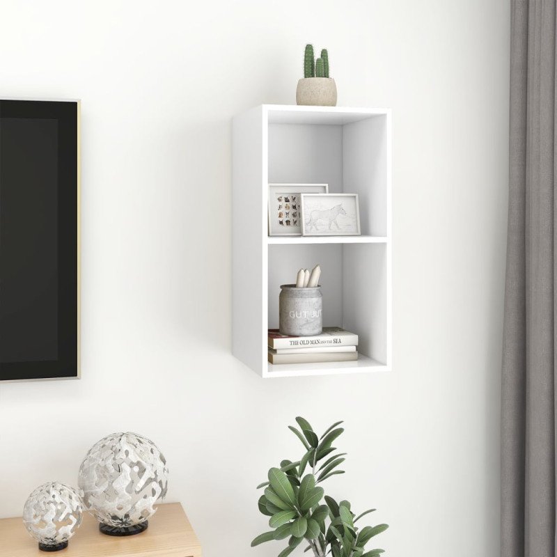 vidaXL Nástenná TV skrinka, biela 37x37x72 cm, kompozitné drevo