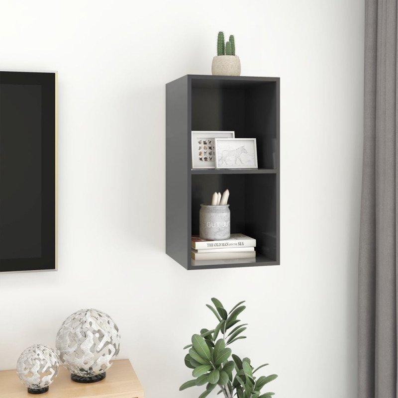 vidaXL Nástenná TV skrinka, sivá 37x37x72 cm, kompozitné drevo