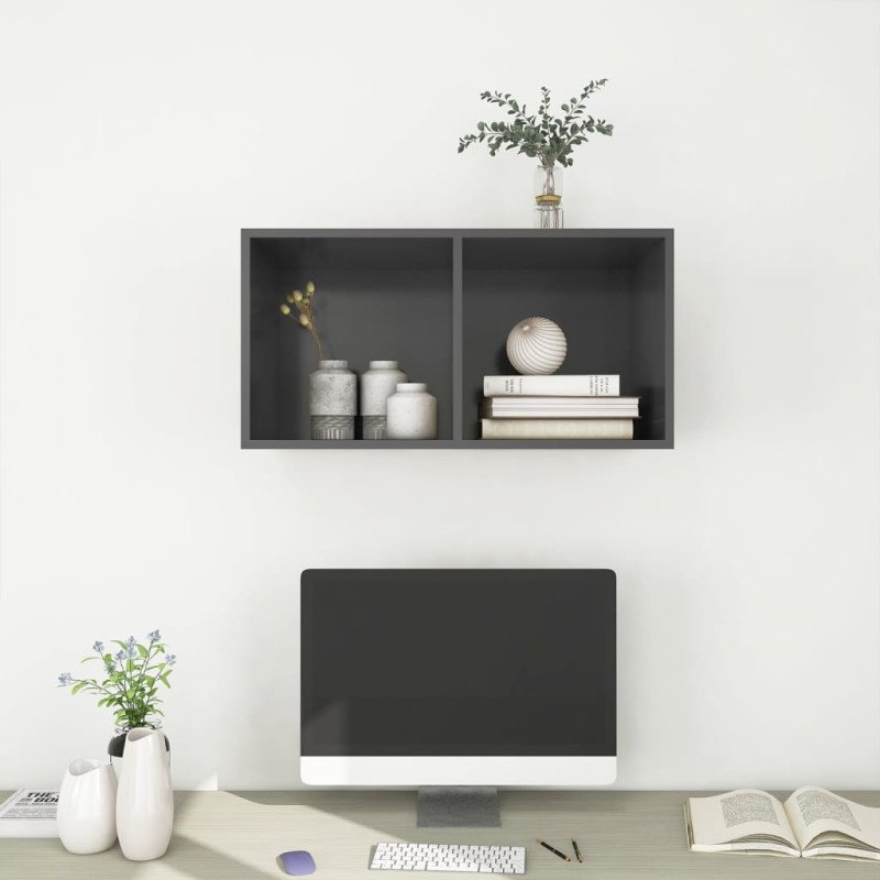 vidaXL Nástenná TV skrinka, sivá 37x37x72 cm, kompozitné drevo
