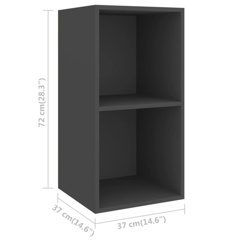 vidaXL Nástenná TV skrinka, sivá 37x37x72 cm, kompozitné drevo