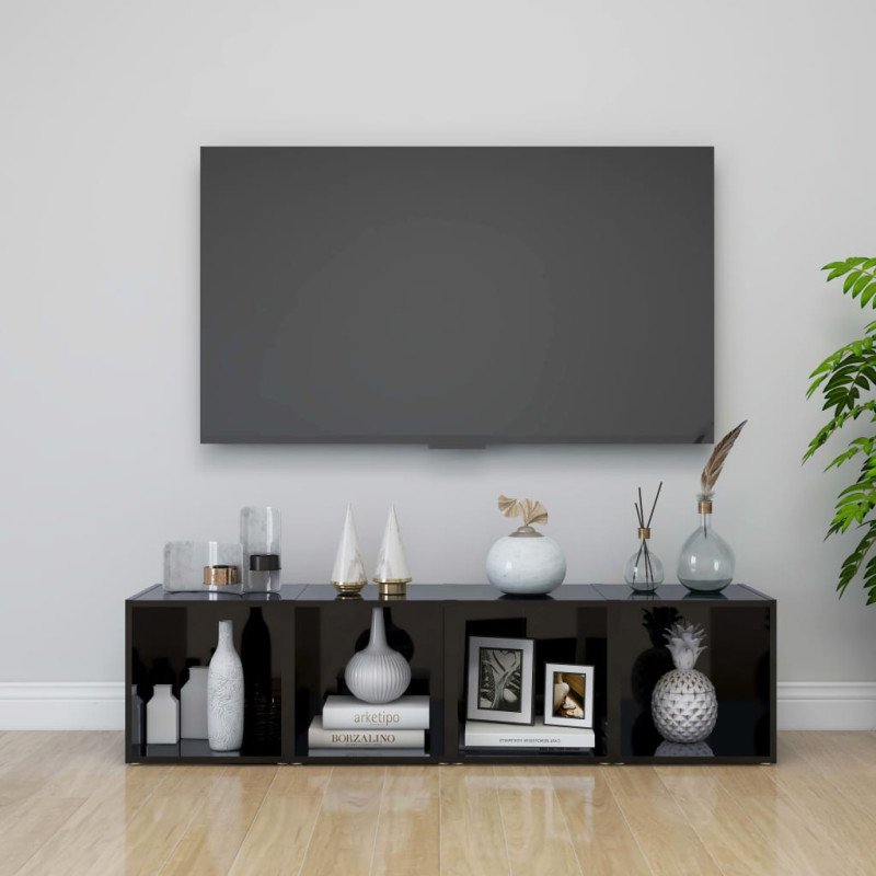 vidaXL TV skrinky 2 ks lesklé čierne 37x35x37 cm drevotrieska
