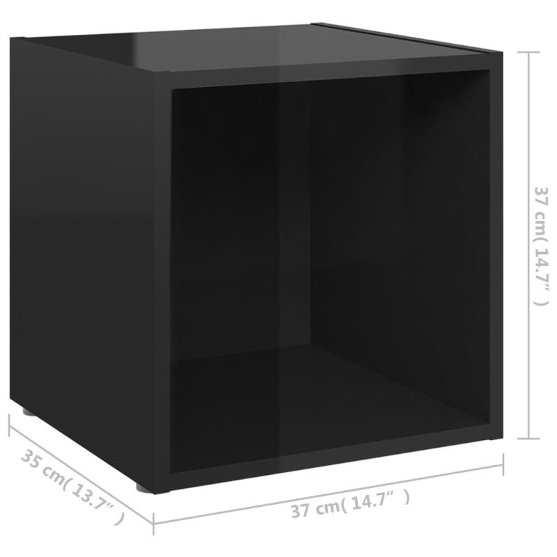 vidaXL TV skrinky 2 ks lesklé čierne 37x35x37 cm drevotrieska